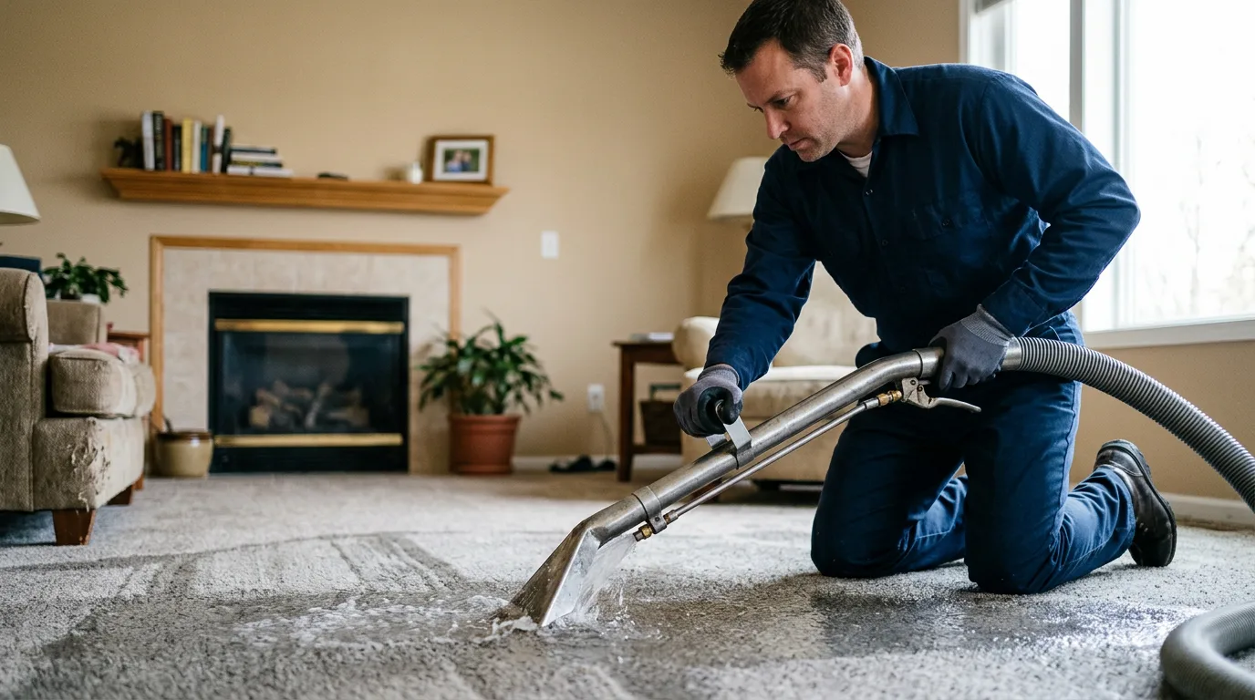 Water damage restoration technician working near Stephenson, MI